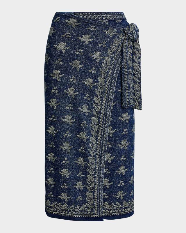 Floral Knit Cotton Wrap Skirt